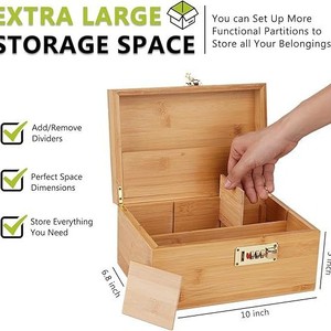 Wooden Storage <b>Box</b> With Combination <b>Lock</b> Rectangular Layered Design For Home Outdoor Use Decorative Gift <b>Box</b> - Product Image 5
