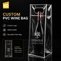 Sac fourre-tout en PVC transparent à motif lettres imprimé sur mesure, prix d'usine, avec longue poignée d'épaule, réutilisable, écologique, pour emballage cadeau de vin