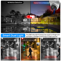 Cámara de Seguridad Inteligente con Detección de Movimiento, 8MP, Doble Luz, Audio Unidireccional, 4K, IA, Visión Nocturna, PoE, CMOS, Gran Angular, Almacenamiento en la Nube
