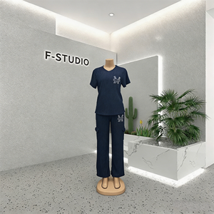 Nouvel ensemble deux pièces unisexe été 26 : T-shirt court, <span class=keywords><strong>pantalon</strong></span> long, pull, <span class=keywords><strong>pantalon</strong></span> de survêtement, délavé, taille haute, avec lettres, effet usé, pour le commerce international - Product Image 5