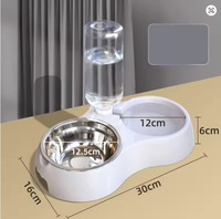 Gamelle double écologique pour chiens avec mangeoire lente amovible en acier inoxydable, base antidérapante, motif uni, étanche IPX5