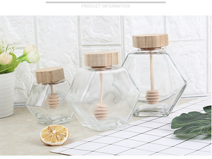 Barattoli di Vetro per Miele da 100ml, Mini Contenitori Esagonali con Coperchio in Legno di Bambù - Product Image 4