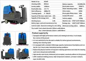 Assento tipo vassoura elétrica 1250MM largura limpa piso auto propelido máquina limpa com aspirador de pó - Product Image 6