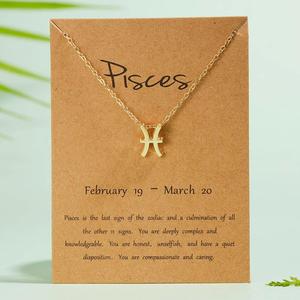 Regalo de cumpleaños, chapado en oro, 12 signos del zodiaco, colgante, tarjeta de deseo, cadena de oro, Gargantilla, collar de astrología, joyería para mujer - Product Image 4