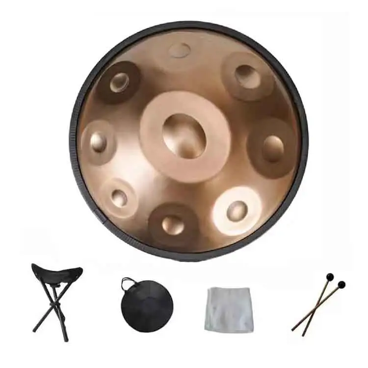 Manufacturer Supplier 18 Inch Krud Steel 9Note Hangpan Drum Handpan Musical Instrument With Bag And Stand