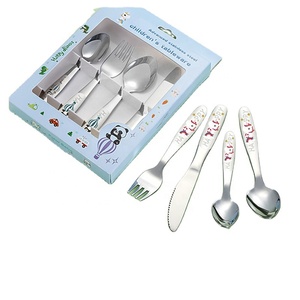 Cuchillo de carne <span class=keywords><strong>para</strong></span> niños de alta calidad, tenedor, cuchara, juego de cubiertos de acero inoxidable 18/10, cubiertos <span class=keywords><strong>para</strong></span> niños con caja de regalo - Product Image 1