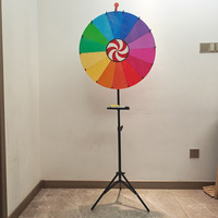 Roue de loterie rotative de 24 pouces, réglable en hauteur de 37 à 65 pouces, avec support et 14 fentes, pliable
