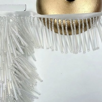 Franges perlées multicolores RYL 6CM, dentelle à pompons en perles tubulaires, accessoire de couture pour robe de scène, jupe, rideau, décoration intérieure, en stock