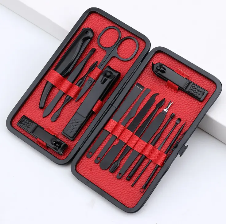 Japanese Men's Salon manicure pedicure set 15pcs stainless steel cleaner cutter nail clipper kit