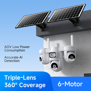 Caméras de sécurité 4G OEM/ODM 9MP 3 objectifs Extérieur Audio bidirectionnel <span class=keywords><strong>Version</strong></span> couleur de nuit Surveillance Caméra CCTV PTZ 360 °   Étanche - Product Image 2