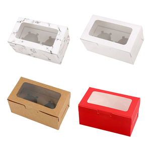 Cajas de Papel para Cupcakes con 2 Orificios y Ventana Transparente, Caja de Embalaje para Pasteles y Postres, para Fiestas de Cumpleaños, Suministros de Panadería - Product Image 1