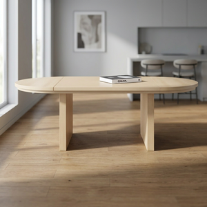Mesa de Centro de Madera Minimalista, Moderna y Extensible, Mueble de Salón con Diseño Ovalado - Product Image 2