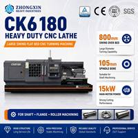 Mesin Bubut CNC Horizontal Flat Bed CK6180 dengan Swing 800mm, Lubang Spindle 105mm untuk Pembubutan Rol dan Flensa Poros Besar