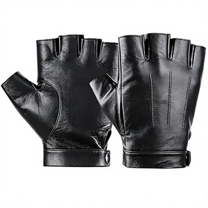 Leather driving <b>Gloves</b> Wrist Length Unlined Breathable <b>Fingerless</b> Design For Outdoor Activities Spring Summer Use - Product Image 1