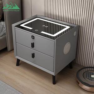 <span class=keywords><strong>Table</strong></span> <span class=keywords><strong>de</strong></span> <span class=keywords><strong>chevet</strong></span> surélevée Wayon moderne et intelligente avec sécurité par empreinte digitale, chargeur sans fil et haut-parleur, 2 tiroirs - Product Image 1