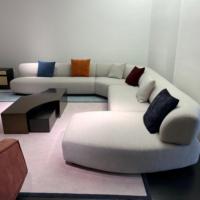 Canapé modulaire en tissu de lin Wabi-Sabi, ensemble de canapés sectionnels, meubles de salon, structure en bois, assise profonde, confort, style minimaliste