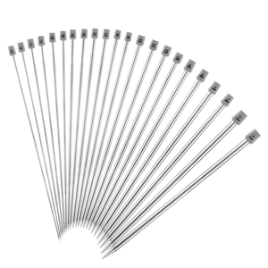 35CM 11-Pair Long Single Plug Stainless Steel Knitting Needle <b>Set</b> Single-Pointed Sweater Needle Tools for Needlework - Product Image 1