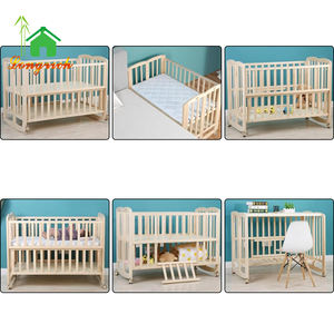 Nuevo Tipo de cuna de madera de pino macizo de tamaño completo, cuna convertible 2 en 1 con cuna de bebé de madera móvil multifunción - Product Image 3