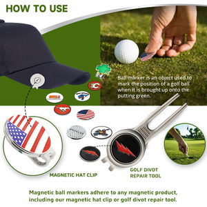 <span class=keywords><strong>Pitch</strong></span> Mark integrado magnético Putting Aid Golf Ball Marker Fork herramienta de alineación divot herramienta de reparación - Product Image 5