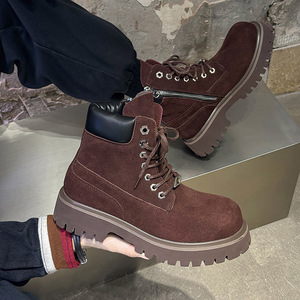 Botas de Trabajo para Hombre, Estilo Británico Retro, con Cordones, Parte Superior de PU, Antideslizantes, con Aumento de Altura, Tendencia Otoño 2026 - Product Image 6