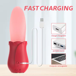 10 Speeds Realistic Licking Tongue Rose Vibrators for Women Nipples Clitoral Stimulation Toys for Adult <b>Female</b> Couples - Product Image 2