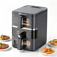 Friteuse à air Anbolife 10L antiadhésive à écran tactile, double panier, avec fonctions, temps et températures variées, appareil électroménager