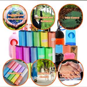 ถุงเก็บอุจจาระสัตว์เลี้ยงแบบย่อยสลายได้เองที่ทำจากแป้งข้าวโพด  แบบกำหนดเองได้ - Product Image 3