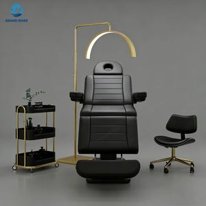 เตียงนวดหน้าต่อขนตาดีไซน์ใหม่สีดำสำหรับร้านเสริมสวย เตียงโค้งทันสมัยสำหรับร้านเสริมสวยและต่อขนตา มีจำหน่าย - Product Image 3