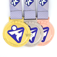 Médaille de récompense personnalisée en alliage de zinc pour arts martiaux, or, argent, bronze, avec ruban, pour tournois sportifs - Vente en gros directe usine