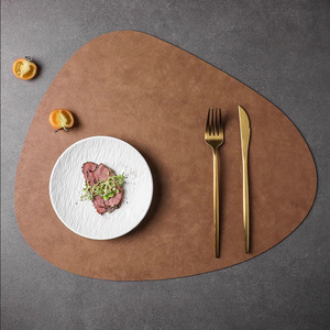 Tùy Chỉnh Sang Trọng Nâu Da Cổ Điển Placemat Giả Da Placemats Cà Phê Không Thấm Nước Thảm Placemats Da Cho Nhà Hàng - Product Image 3