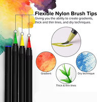 Lot de 72 + 3 stylos pinceau aquarelle vibrants, feutres, crayons de couleur pour adultes, calligraphie, lettrage, matière plastique, emballage