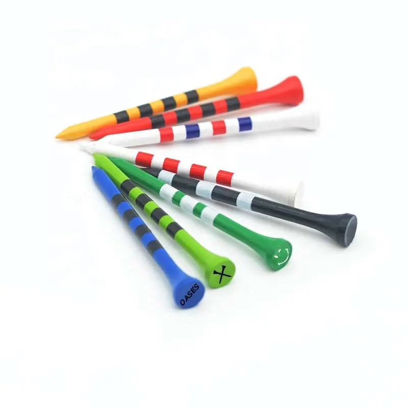 Multicolor Stripe Painted Golf Tees Natural Material Golf Pegs With Custom Logo Printing