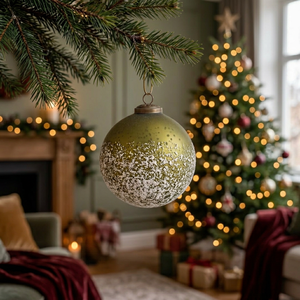 Adorno Navideño de Bola de Cristal Verde de Alta Calidad de 8 cm con Cuentas y Efecto Nevado para Colgar en el Árbol, Decoración Festiva para el Hogar - Product Image 3
