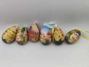 بيضة عيد الفصح معلقة بطول 6 سم مع نقش، 6 قطع في العلبة - Product Image 5