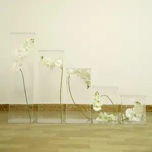 Gaojian rõ ràng Acrylic plinth bệ Nhà cung cấp đám cưới Acrylic hiển thị plinth hoa đứng Riser Cube cho đám cưới trang trí