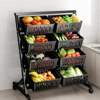 Étagère de rangement multifonctionnelle en fer à 4 niveaux pour la maison, la cuisine, le salon, la salle de bain, les fruits, les aliments, les unités de rangement, les étagères