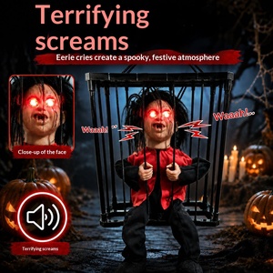 Muñeco Fantasma de Jaula para Halloween Activado por Luz con Ojos Rojos Brillantes y Sonido de Grito para Decoración de Casas Encantadas - Product Image 3