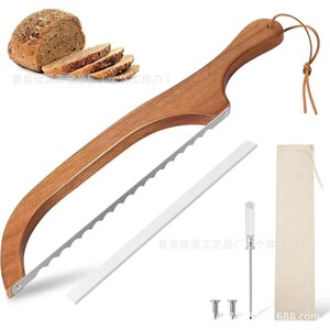Sierra para cortar pan con mango de madera, hoja de acero inoxidable de 27 cm con borde dentado para baguette y tostadas, herramienta de cocina duradera - Product Image 1