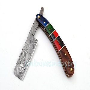<b>Sm</b> Knives Handmade Damascus Straight Shaving Razor with Leather Sheath Personalization Model <b>Sm</b> 4 (sm4) - Product Image 5