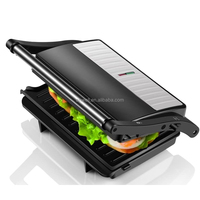 Grille de cuisson double face Anwell antiadhésive, plaque de cuisson pour sandwichs 2 tranches, presse à panini avec plateau d'égouttement amovible