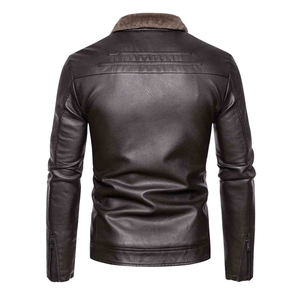 Veste en cuir et toile personnalisée en peau de mouton pour homme, col rond, logo sur le devant, respirante, fabriquée au Pakistan - Product Image 4