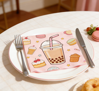Serviettes jetables à thème dessert sucré, motif gâteau au thé au lait mignon, pour la décoration de table de boulangerie et de fête, parfaites pour les collations.
