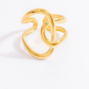 Anillos de Moda Chapados en Oro con Diseño de Estrella de Mar y Sol, Joyería para Mujer, Regalo, Diseño Geométrico, Líneas Irregulares, Estilo Hueco - Product Image 4