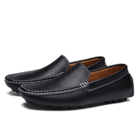 Chaussures décontractées pour hommes, mocassins de conduite faits à la main à bout rond, semelle en caoutchouc antidérapante, chaussures plates pour tous les jours