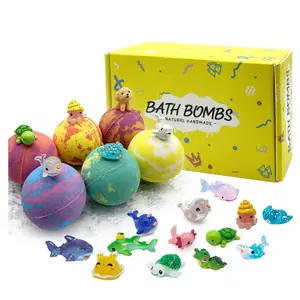 Private Label Bath Bombs For Kids with Surprise Sea Animal Toys Inside For Children Customized Organic Fizzy Bath Bomb Gift Set
