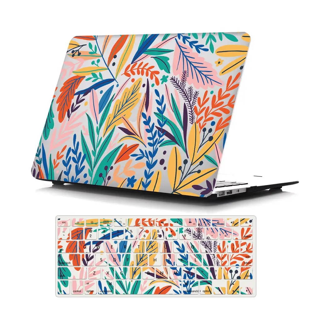 silicone case For Macbook air pro colorful design painted shell case with laptop keyboard cover