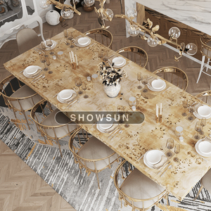 Tavolo <span class=keywords><strong>da</strong></span> <span class=keywords><strong>pranzo</strong></span> ovale contemporaneo <span class=keywords><strong>in</strong></span> legno massello <span class=keywords><strong>di</strong></span> lusso oro ottone <span class=keywords><strong>noce</strong></span> tavolo <span class=keywords><strong>da</strong></span> <span class=keywords><strong>pranzo</strong></span> - Product Image 5