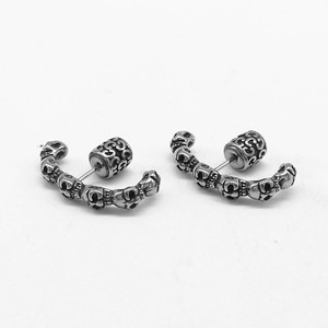 yunnique Skeleton Stud <b>Earrings</b> Tibetan Silver Skull Design Party Fashion Jewelry Titanium Steel <b>Post</b> GZYE-EC1007 - Product Image 1
