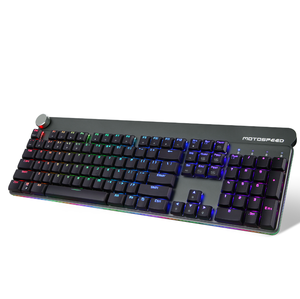 Teclado de aluminio RGB para juegos, resistente al agua, a prueba de polvo, <span class=keywords><strong>104</strong></span> teclas, Teclado mecánico de eje ultrafino con interruptor corto Outemu - Product Image 1