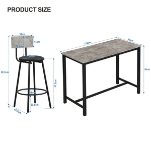 Nordic marble <b>bar</b> <b>table</b>, long wall-mounted <b>table</b> for home, dining room, living room, casual solid wood high <b>table</b> and chair set - Product Image 2